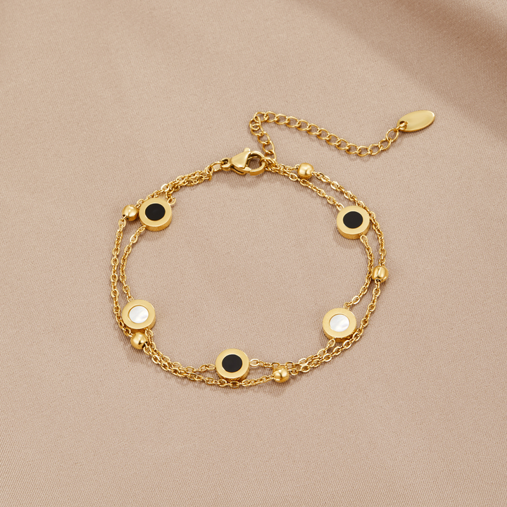 Onyx and White Stone Bracelet