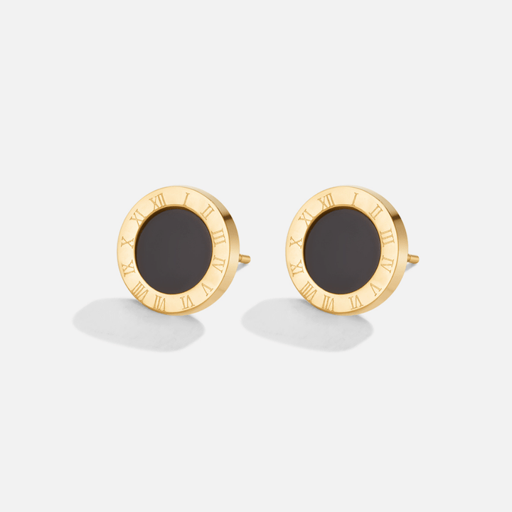 Azalea Black Button Stud Earrings