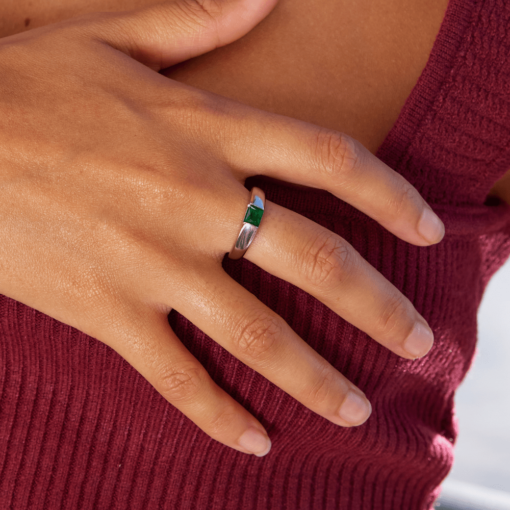 Ember Silver & Emerald Ring