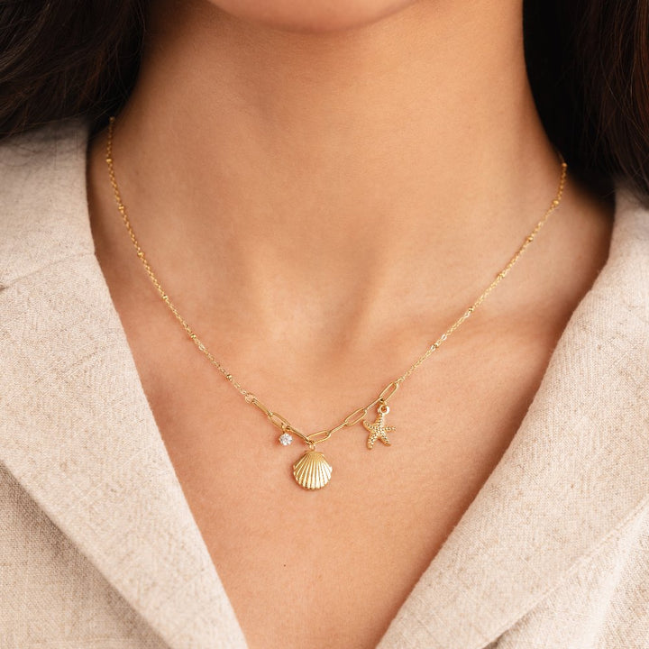 Golden Shell & Starfish Necklace