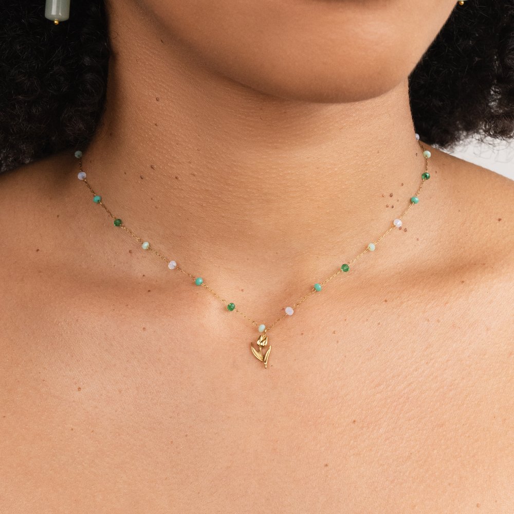 Golden Tulip Pearl Necklace