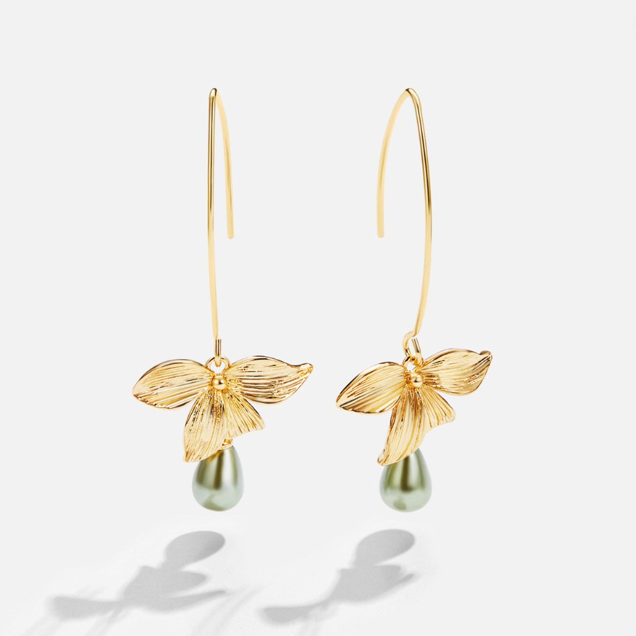 Jade Pearl & Blossom Drop Earrings
