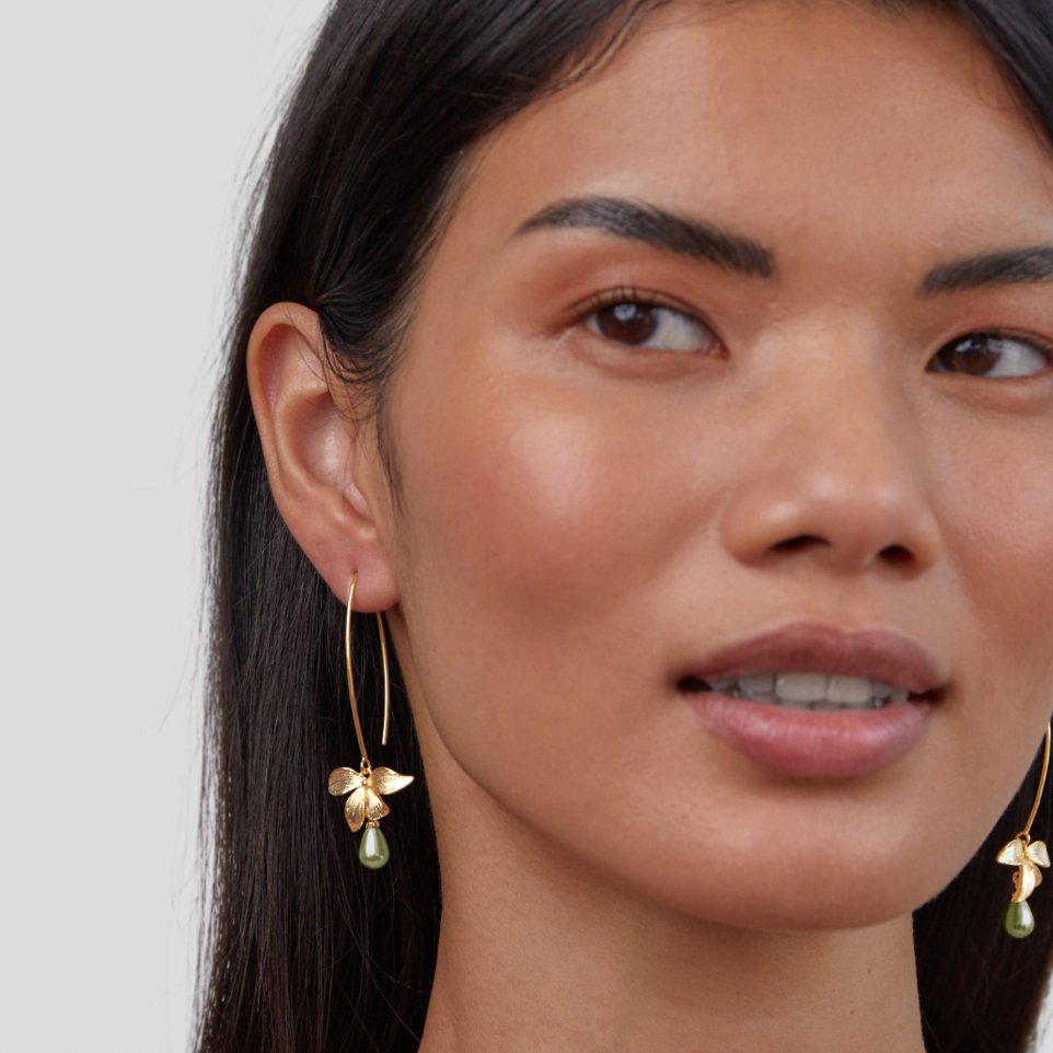 Jade Pearl & Blossom Drop Earrings