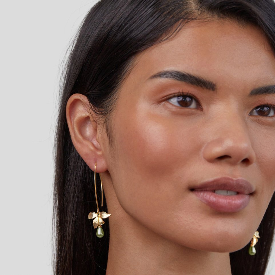Jade Pearl & Blossom Drop Earrings