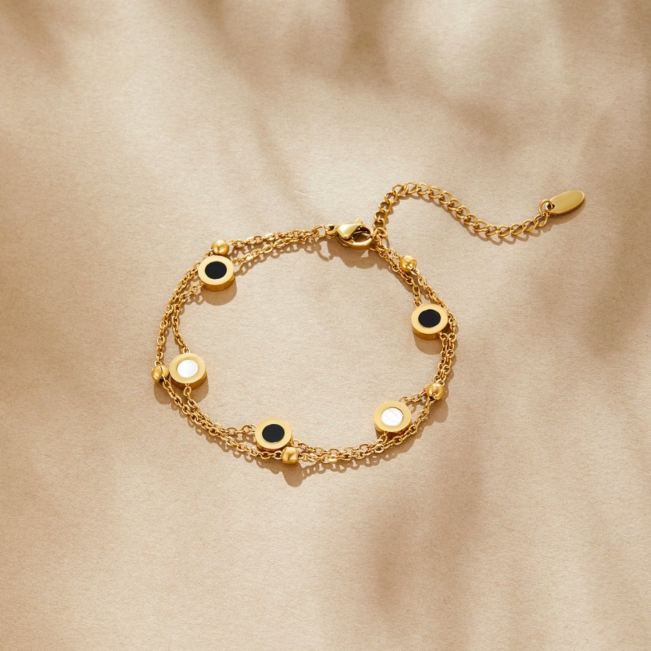 Onyx and White Stone Bracelet