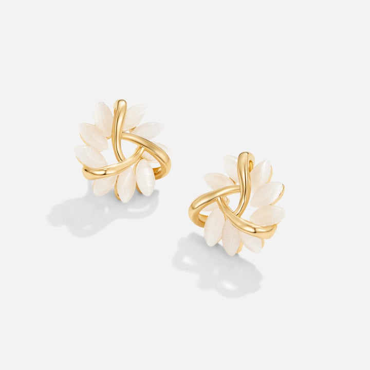 Opal Flower Gold Earrings