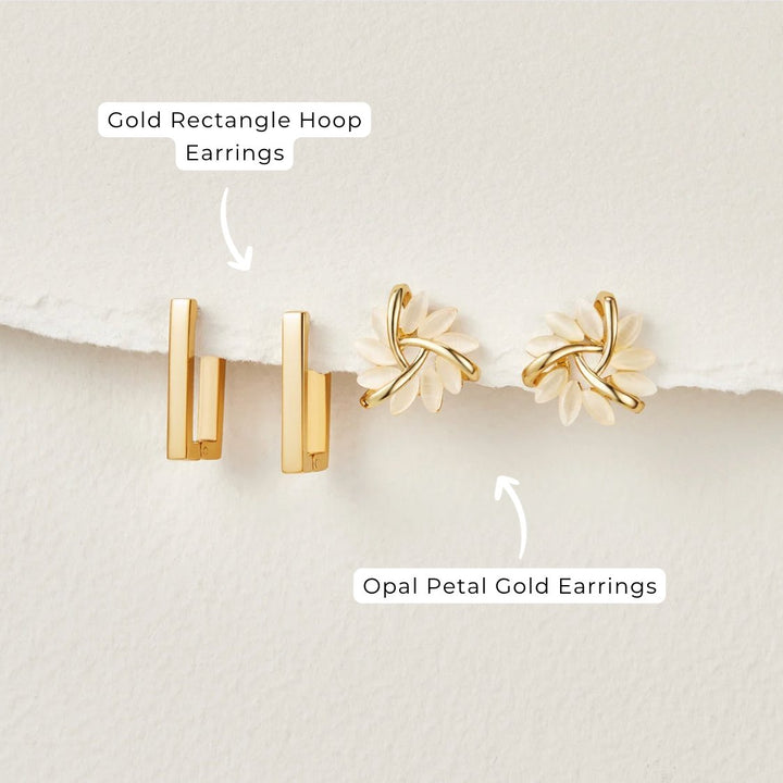 Opal Flower Gold Earrings