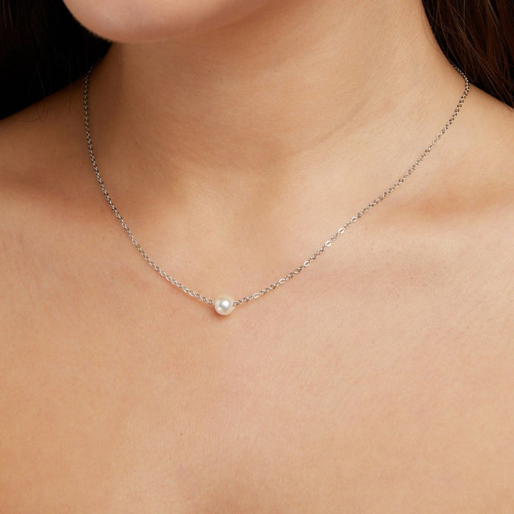 Solitaire Silver Bead Necklace